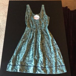 Blue floral print dress